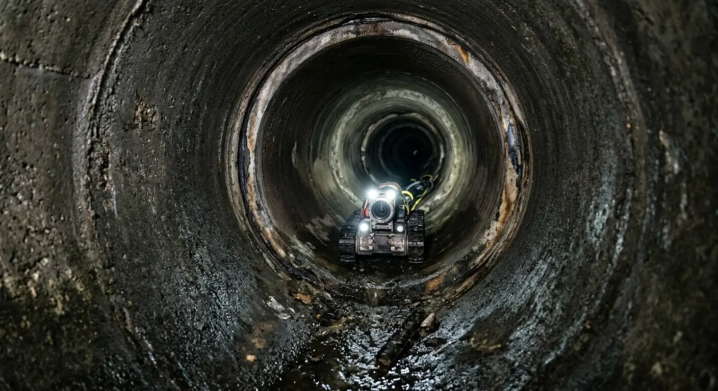 Robotic sewer camera inspecting pipe interior for Sewer Line Repair in Mooresville
